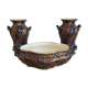 Sarreguemines trim 3 pcs Planter & vases blue, burgundy and gold