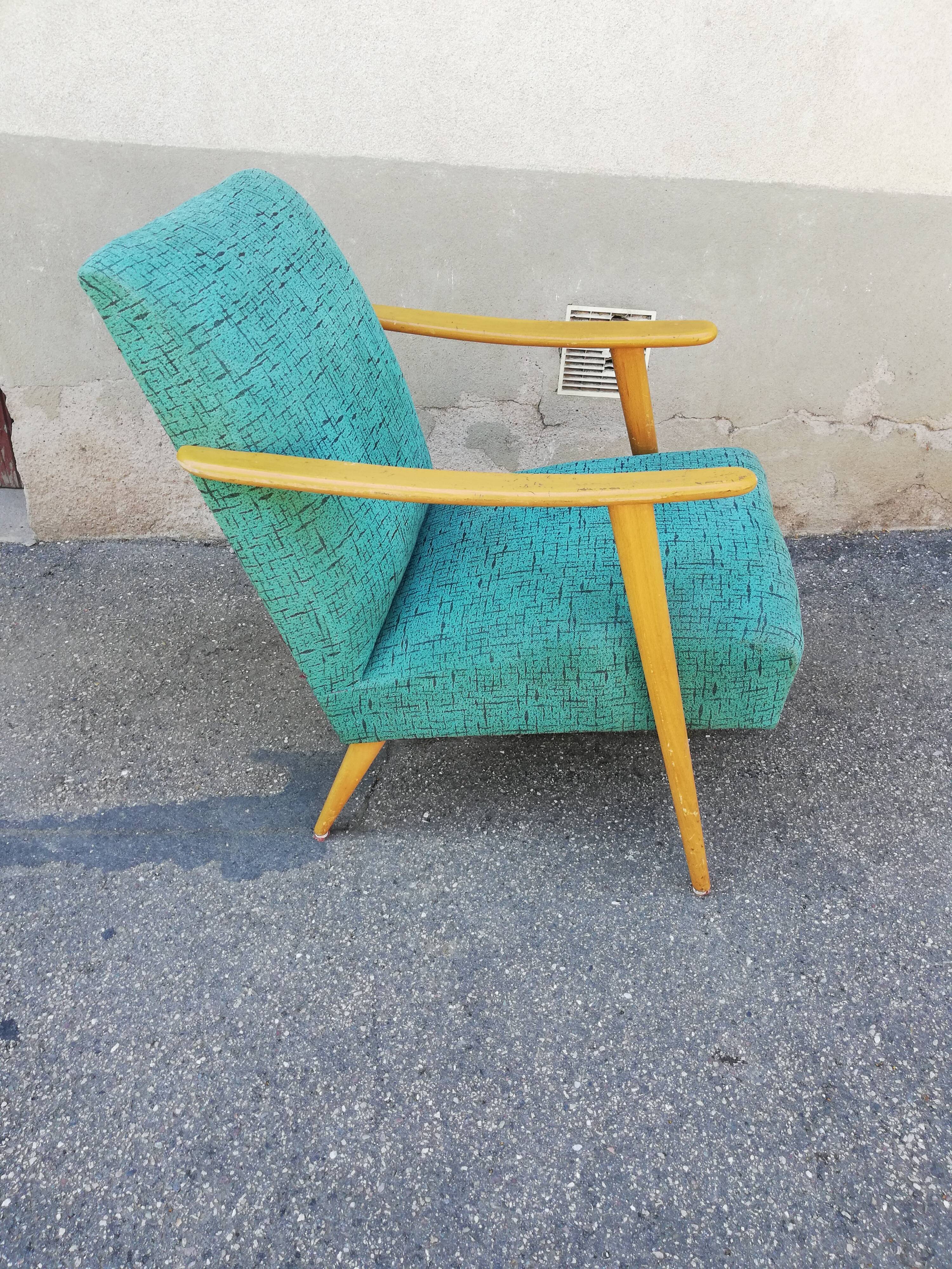 Armchair year 50 green fabric
