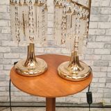 Pair of bedside tables with glass and crystal tassels 1970 to 80 chrome gold 41x 16