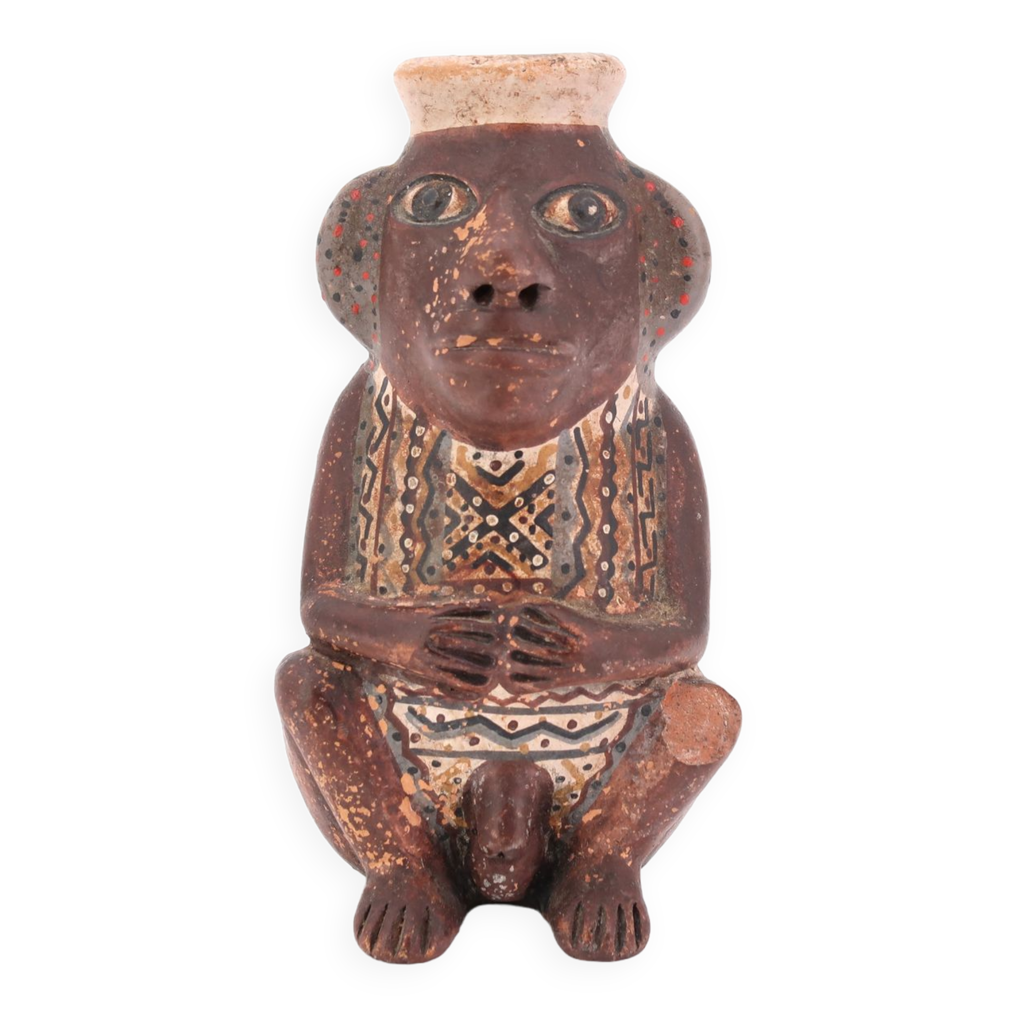 Anthropomorphic Peruvian terracotta vase