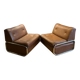 Pair of vintage low chairs, chrome and brown, France 1970