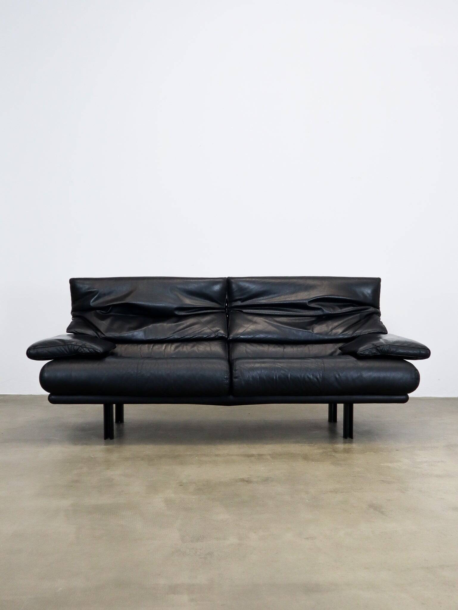 Black leather Alanda sofa by Paolo Piva for B&B Italia, 1980s
