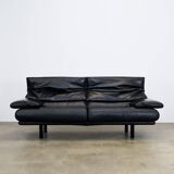 Black leather Alanda sofa by Paolo Piva for B&B Italia, 1980s