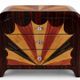 An Art Deco bedside table made of beech wood, rosewood & elm burl.
