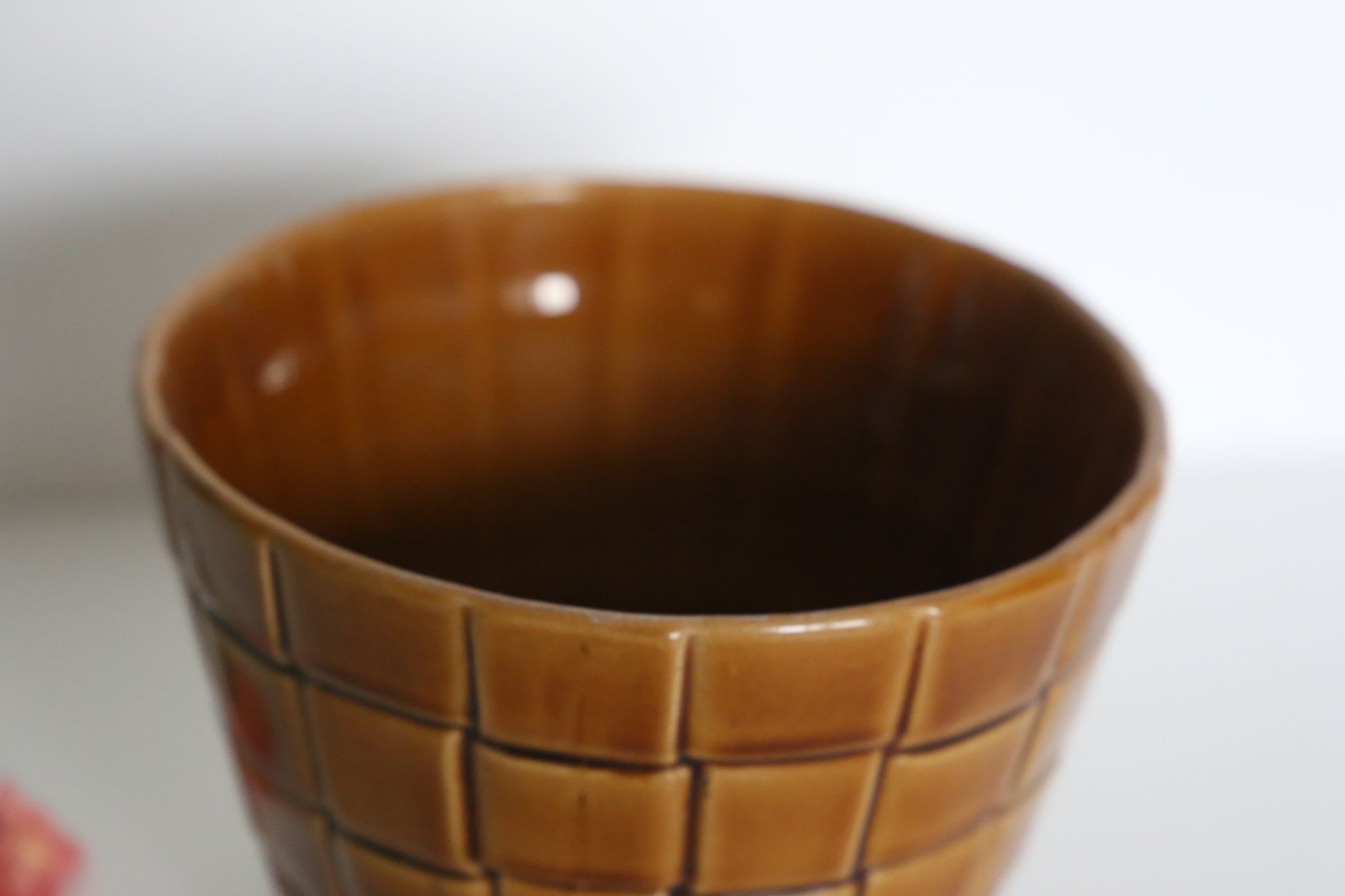 Cache pot en céramique ancienne, faïencerie Saint Clément, vintage