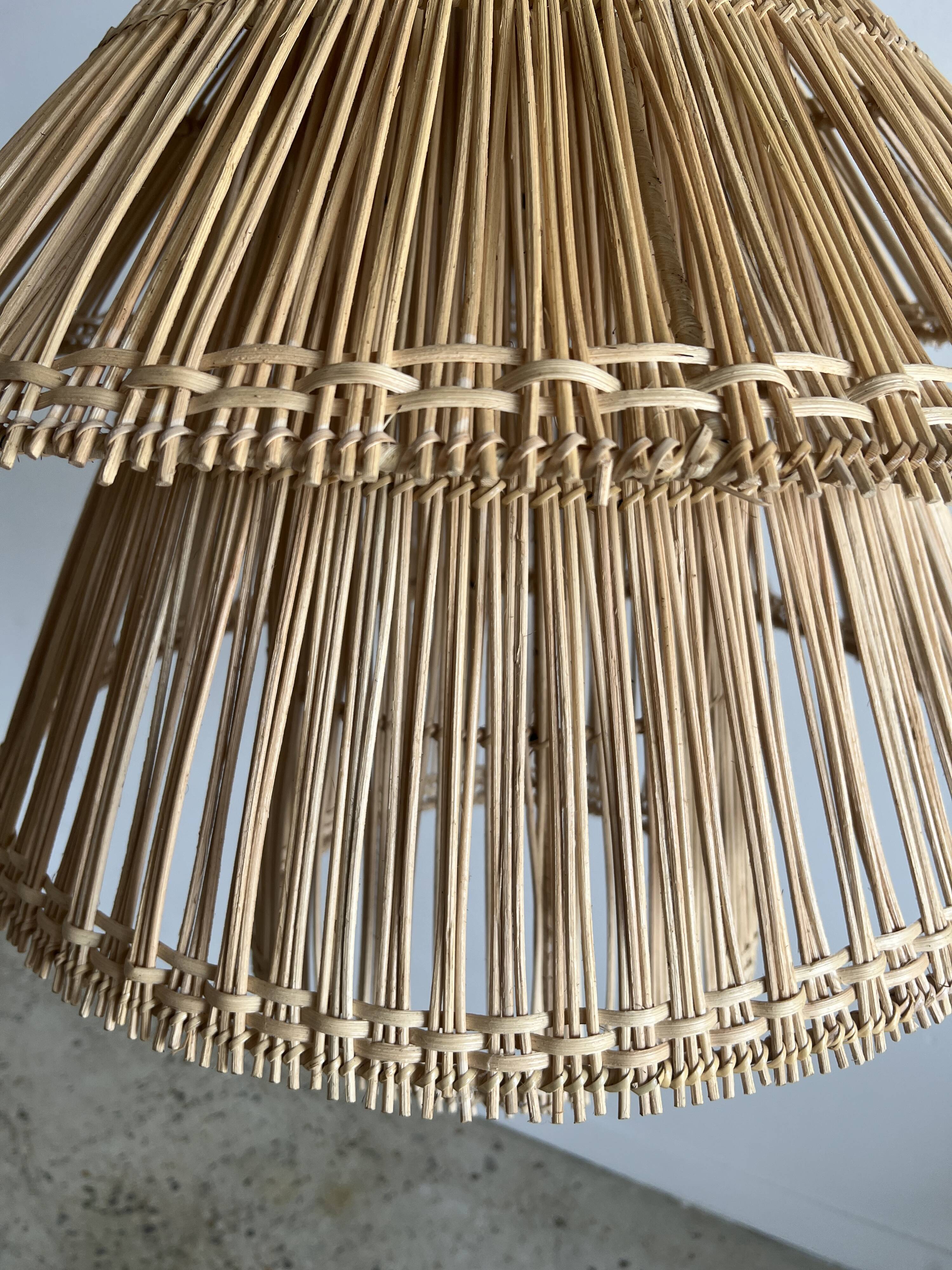 Rattan pendant lamp or light in the shape of an Asian lantern