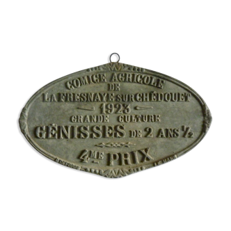 Old plate of agricultural competition of 1923