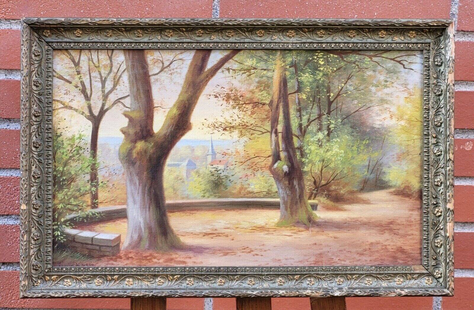Mid 20th century "undergrowth" french school landscape oil painting