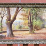 Mid 20th century "undergrowth" french school landscape oil painting