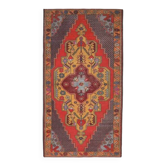 1970s Vintage Turkish Hand-Knotted Wool Cotton Red Runner Rug 145x278
