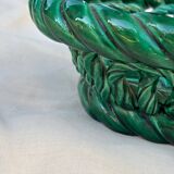 Green woven ceramic basket