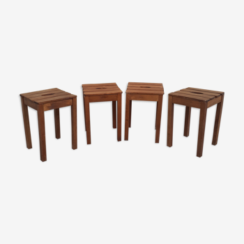 Set of 4 wooden stool