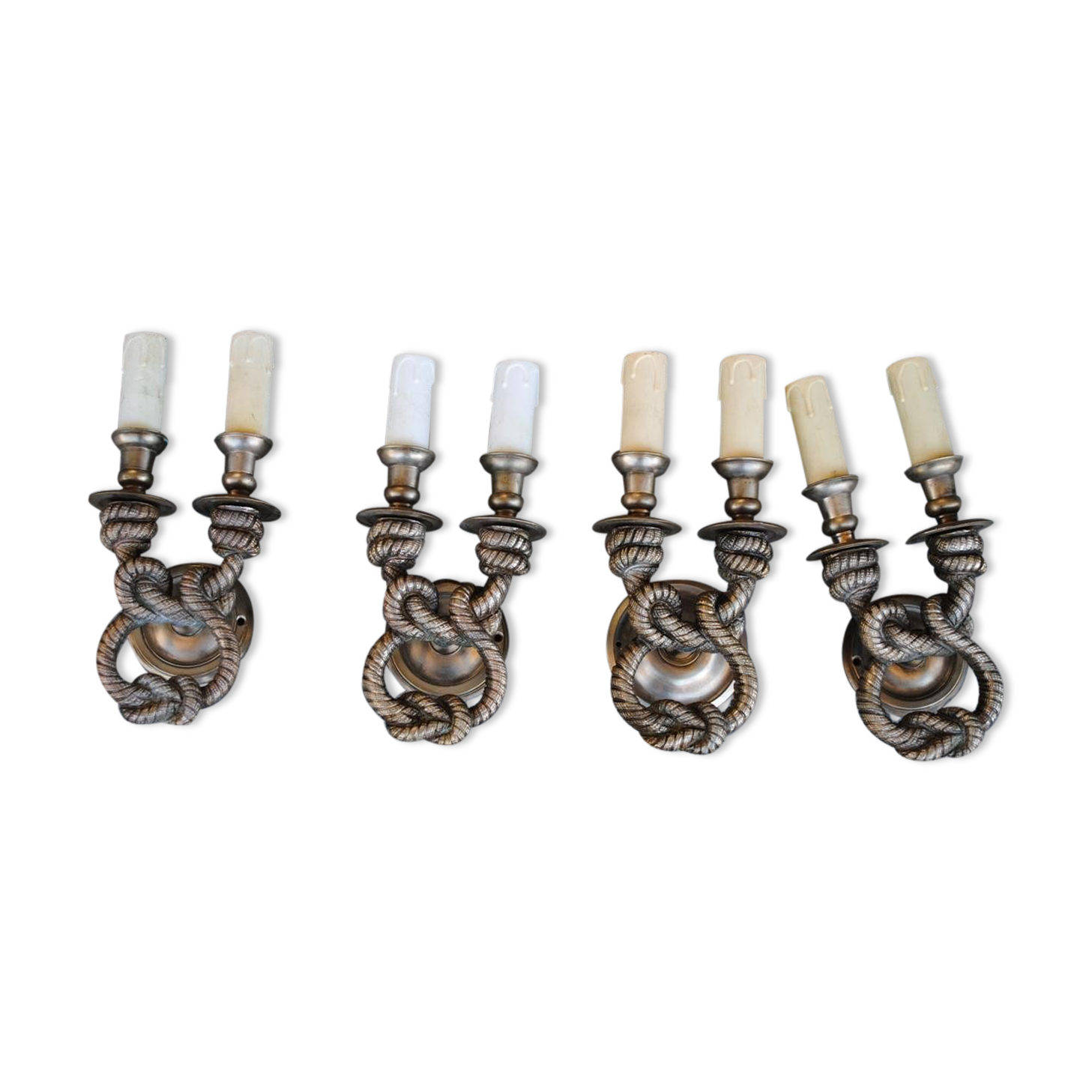 Set of 4 wall ropes tied in bronze silver 1940