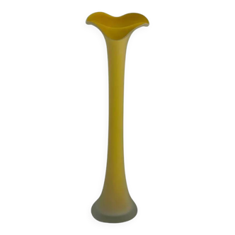 Vintage yellow glass paste vase
