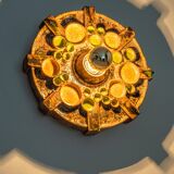 Sputnik wall lamp in brown and orange ceramic, Germany, 1970s.