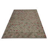 Geometric Handwoven Oriental Wool Kilim Traditional New Flatwoven Wool Area Rug 168x193cm
