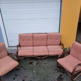 Sofa and 2 rattan armchairs from 1970