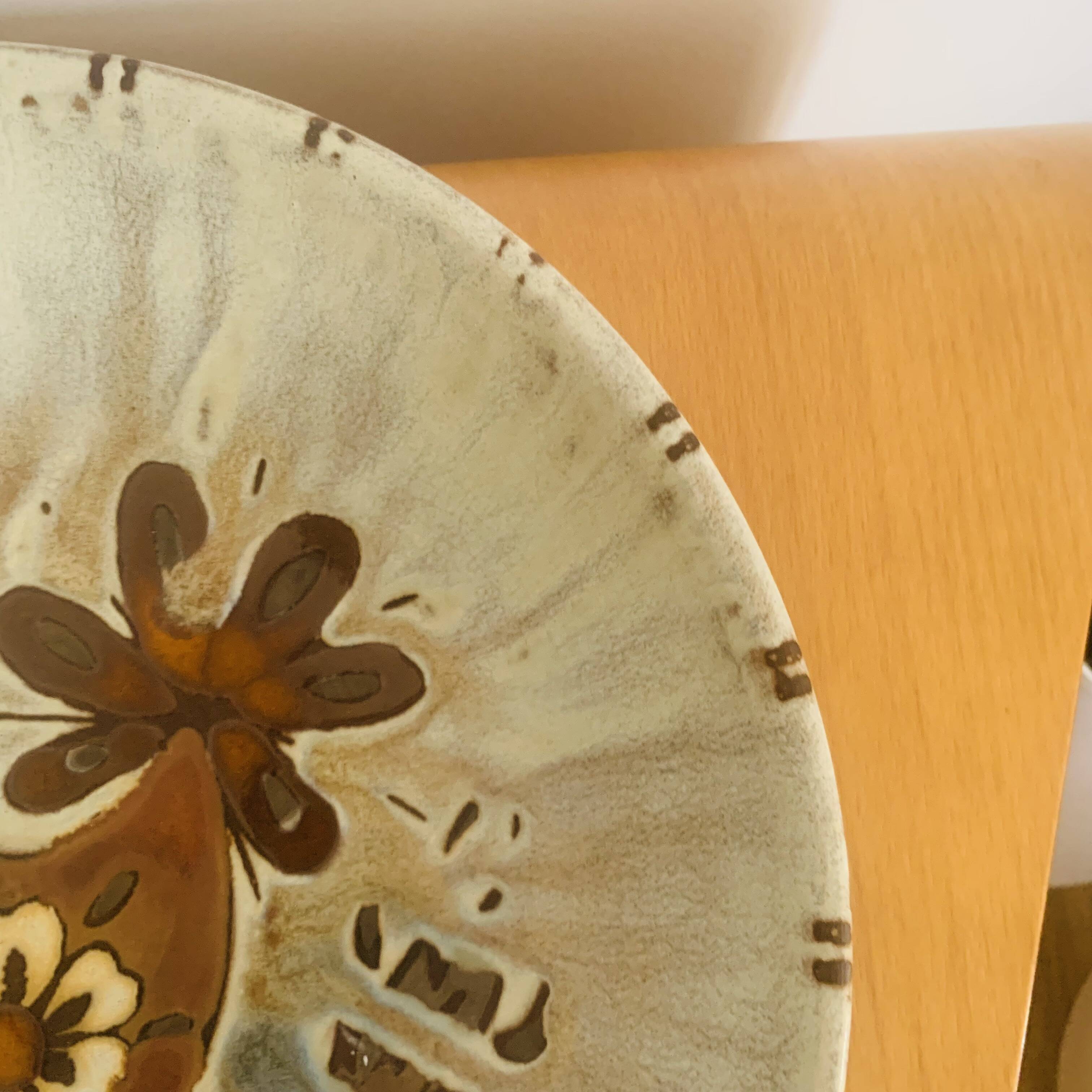 Large glazed ceramic dish by J.G. Picard, 1960s-70s.
