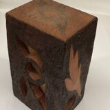Brutalist ceramic lamp with stylized bird decor