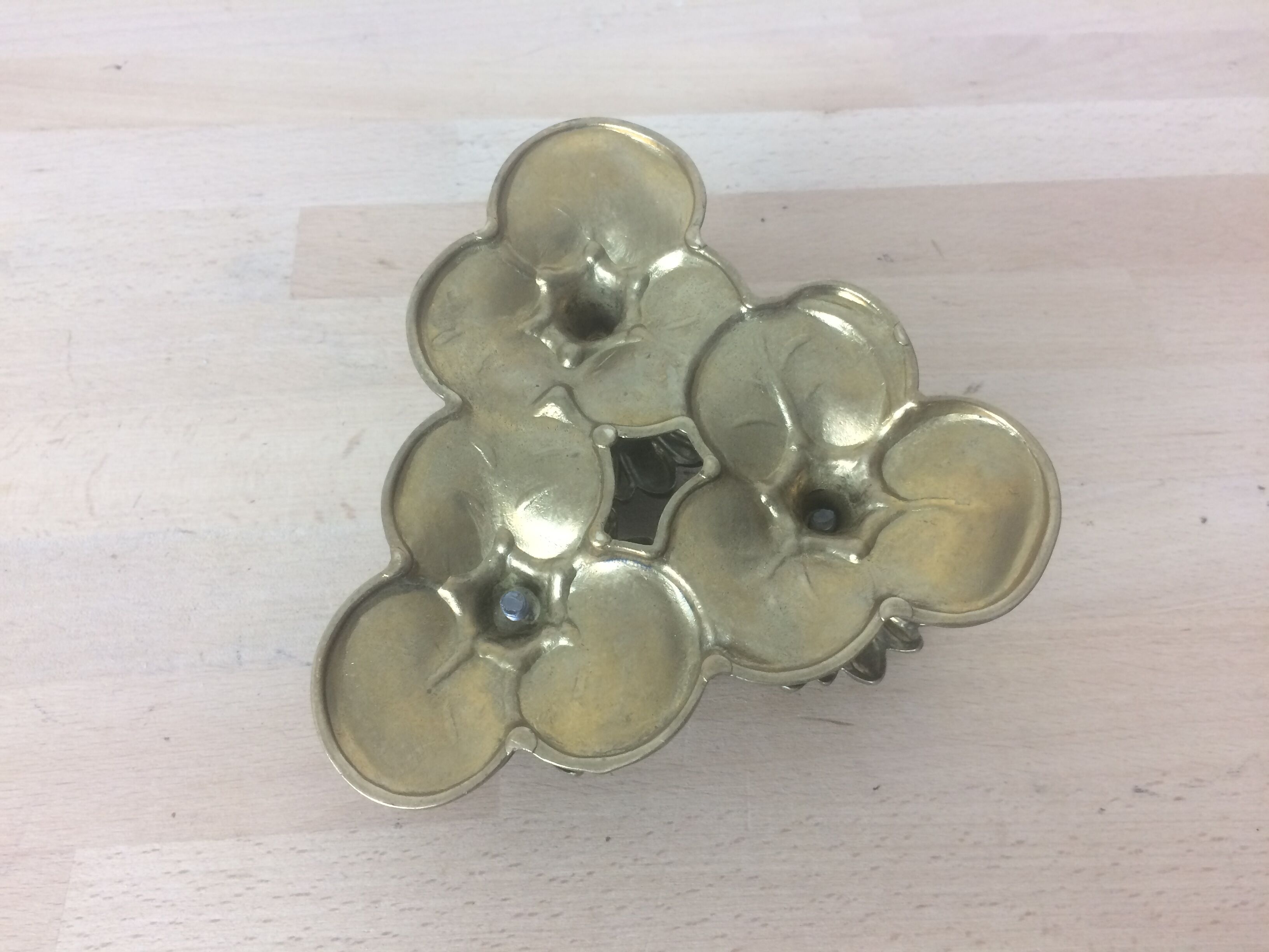 Triple brass flower candlestick