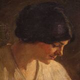 Spanish painting of an interior scene from the 20th century