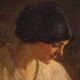 Peinture espagnole d'une scène d'intérieur du XXe siècle