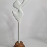 Biomorphic bisque sculpture, on turned wooden base, 37 cm