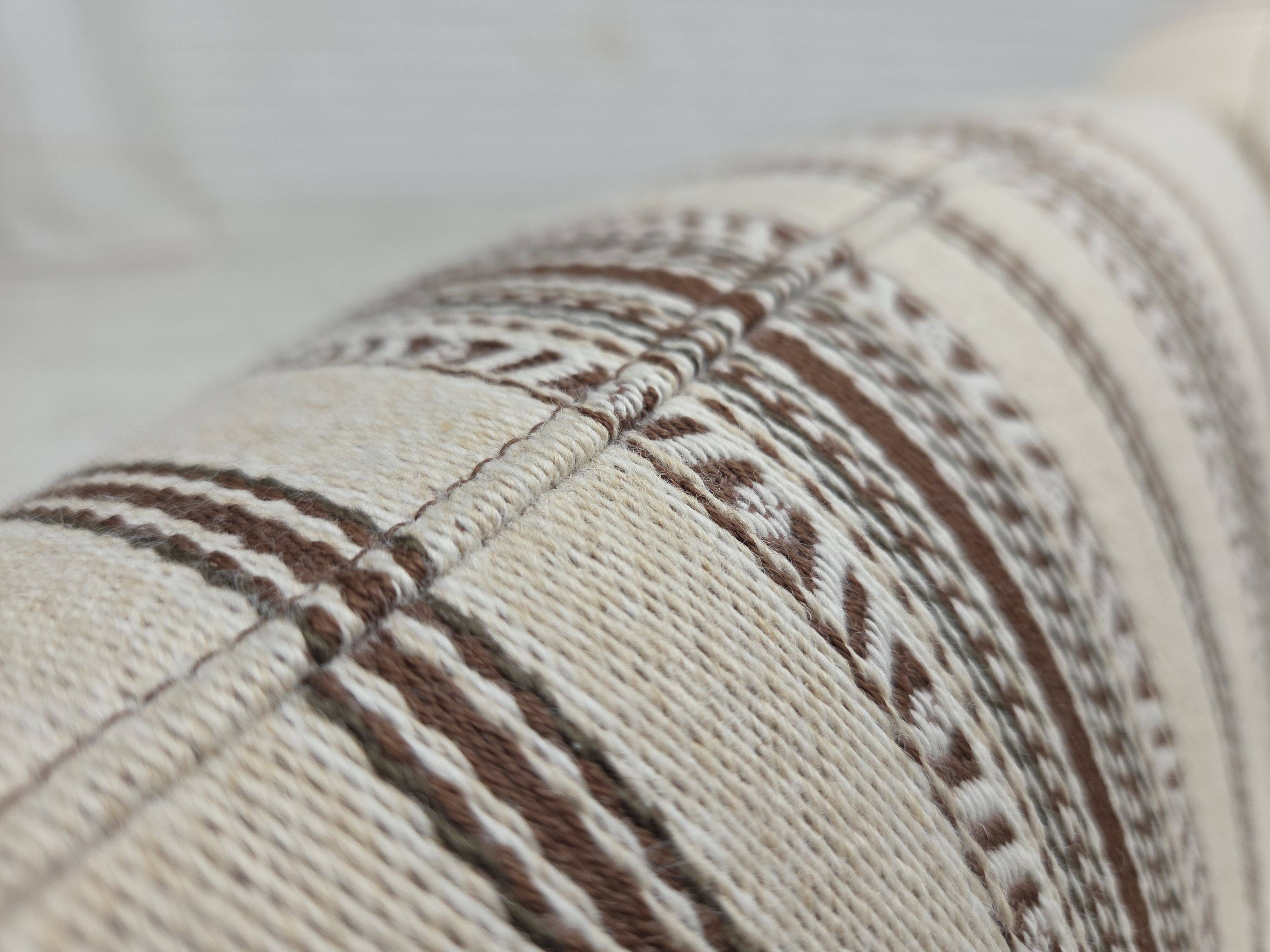 1970s, Danish 3-seater sofa, beige furniture wool, solid oak wood.