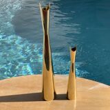 Pair of Lino Sabattini Cardinal brass vases for Christofle