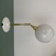 Applique globe vintage en verre de Clichy blanc