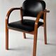 Chaise de bureau bois et Skaï noir 1980