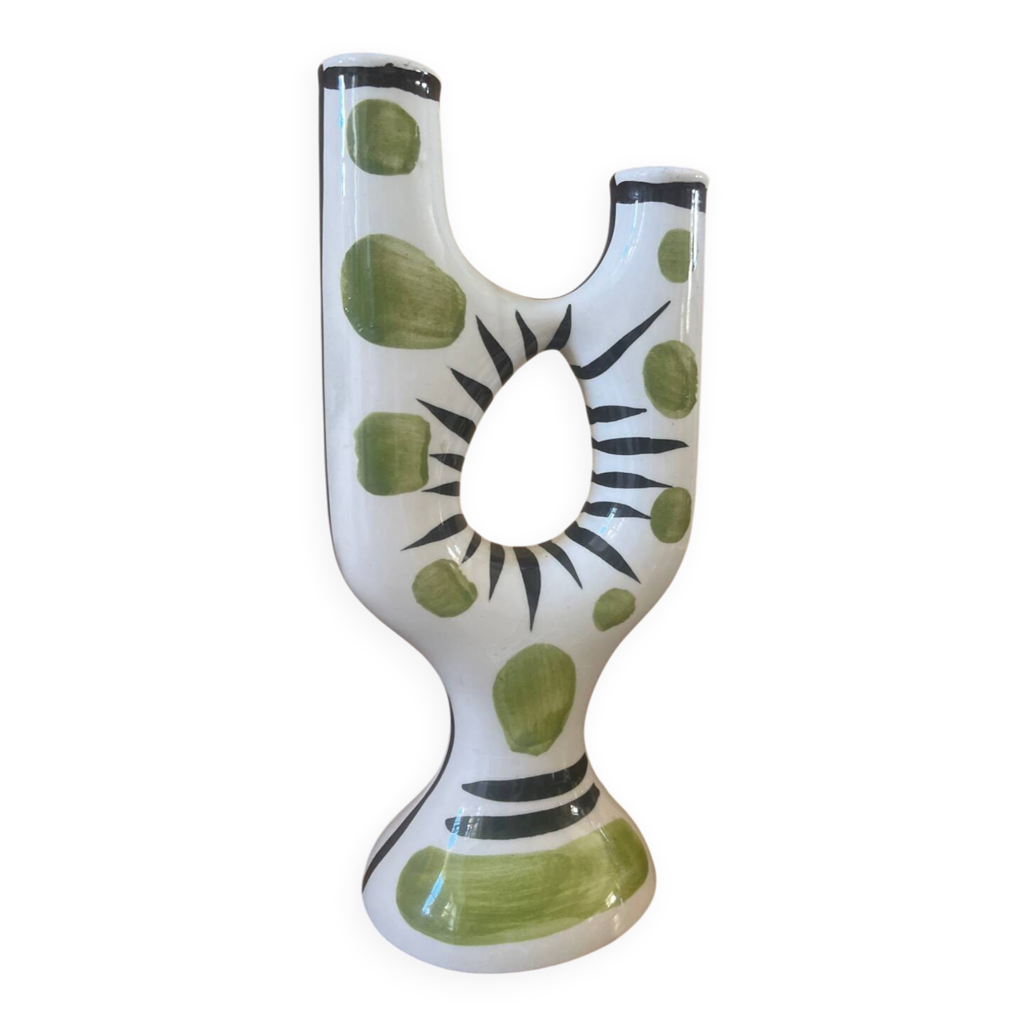 REVERNAY. Barbotine vase sculpture 1970s h 25cm