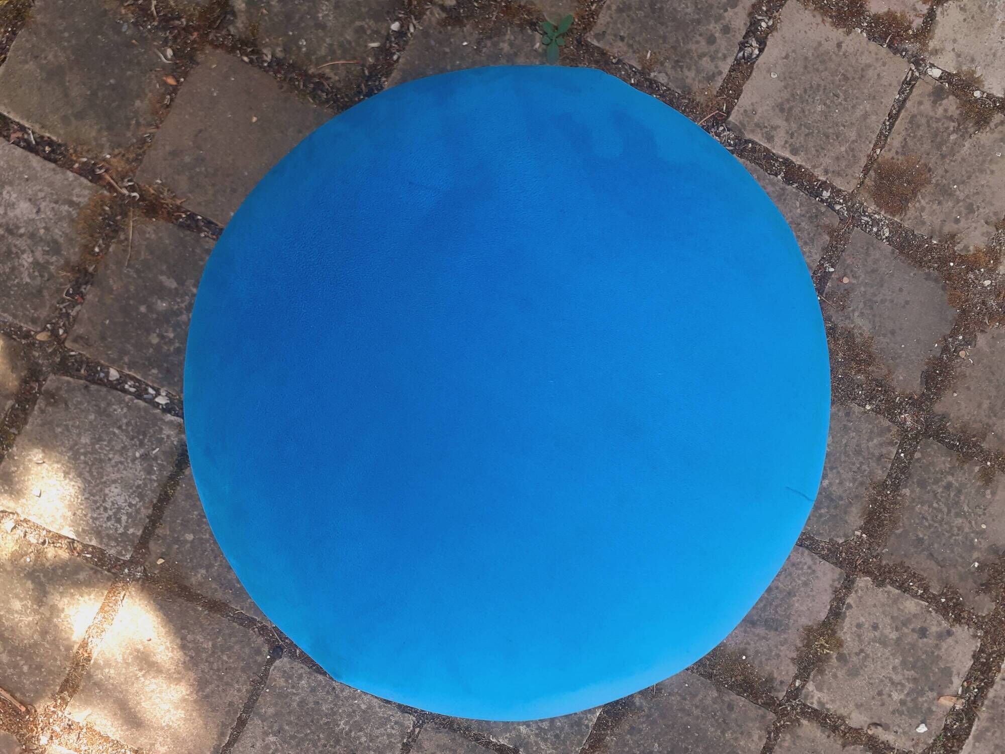 Pair of stools, blue ball ottoman from the 80s.