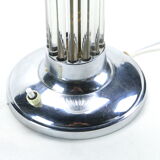 Chrome Art Deco lamp, glass rods and opaline tulip