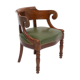 Louis Philippe gondola office chair green leather and wood