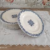 Set of 10 flat plates in s&g iron earth model greek blue 19th century