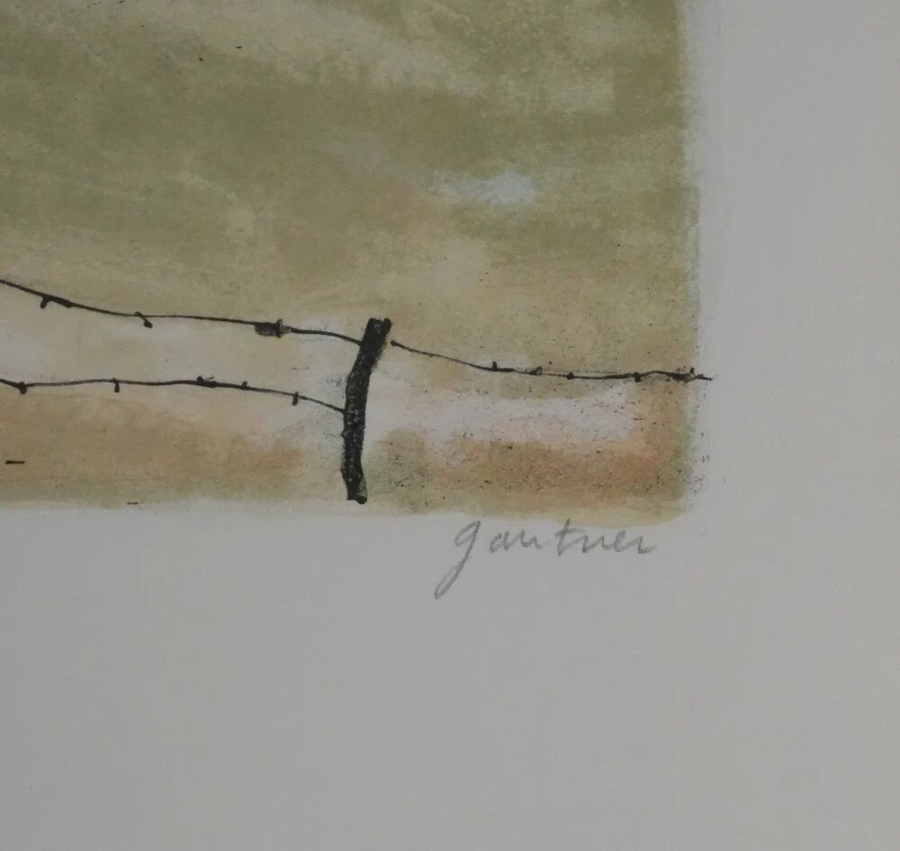 Bernard Gantner: Clearing under the snow, signed original lithograph.