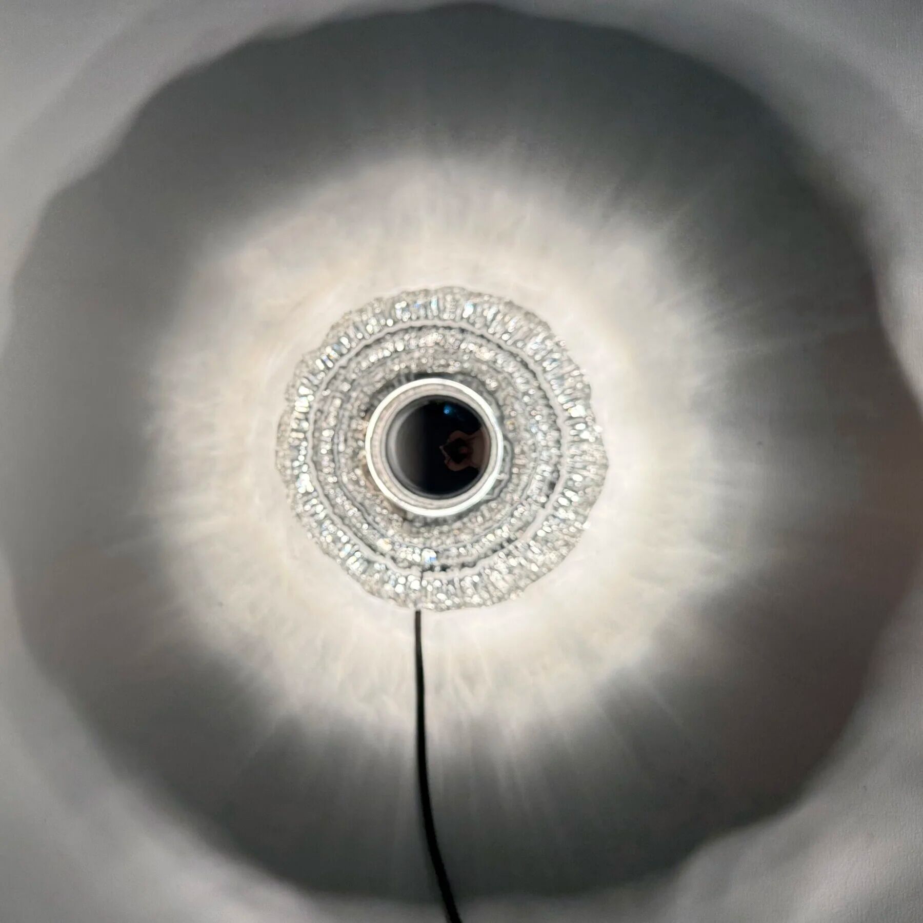 Thick structured ice glass wall light flush mount by Peill & Putzler, 1970s