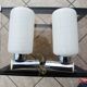 2 old wall lights in chrome and white glass.