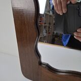 Czechoslovakian wall mirror with a wavy wooden frame, mid-century, 1940s