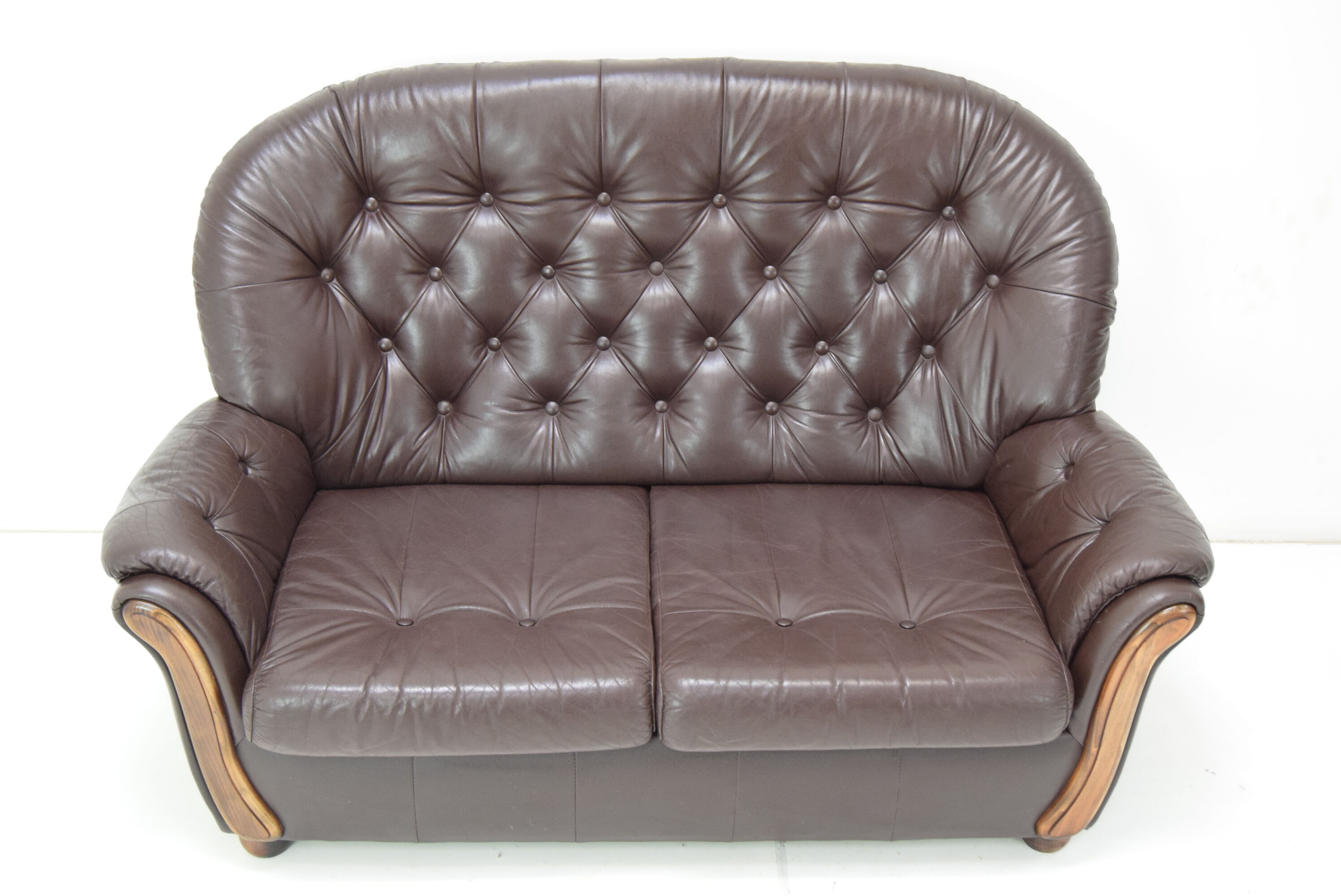 Mid-century Leatherette Two Seat Sofa,1990's.