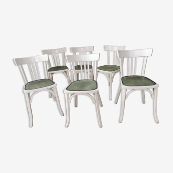Set of 6 white bistro chairs