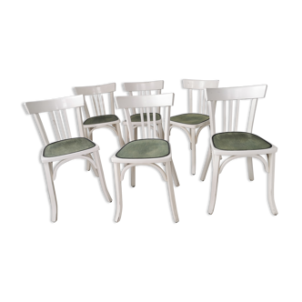Set of 6 white bistro chairs
