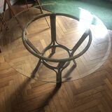Glass and rattan table