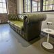 Antique green leather Chesterfield / sofa / couch