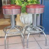 Paire de tabouret vintage fer et simili