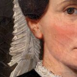 “Portrait of a woman in a black dress”, oil on canvas early 20th century