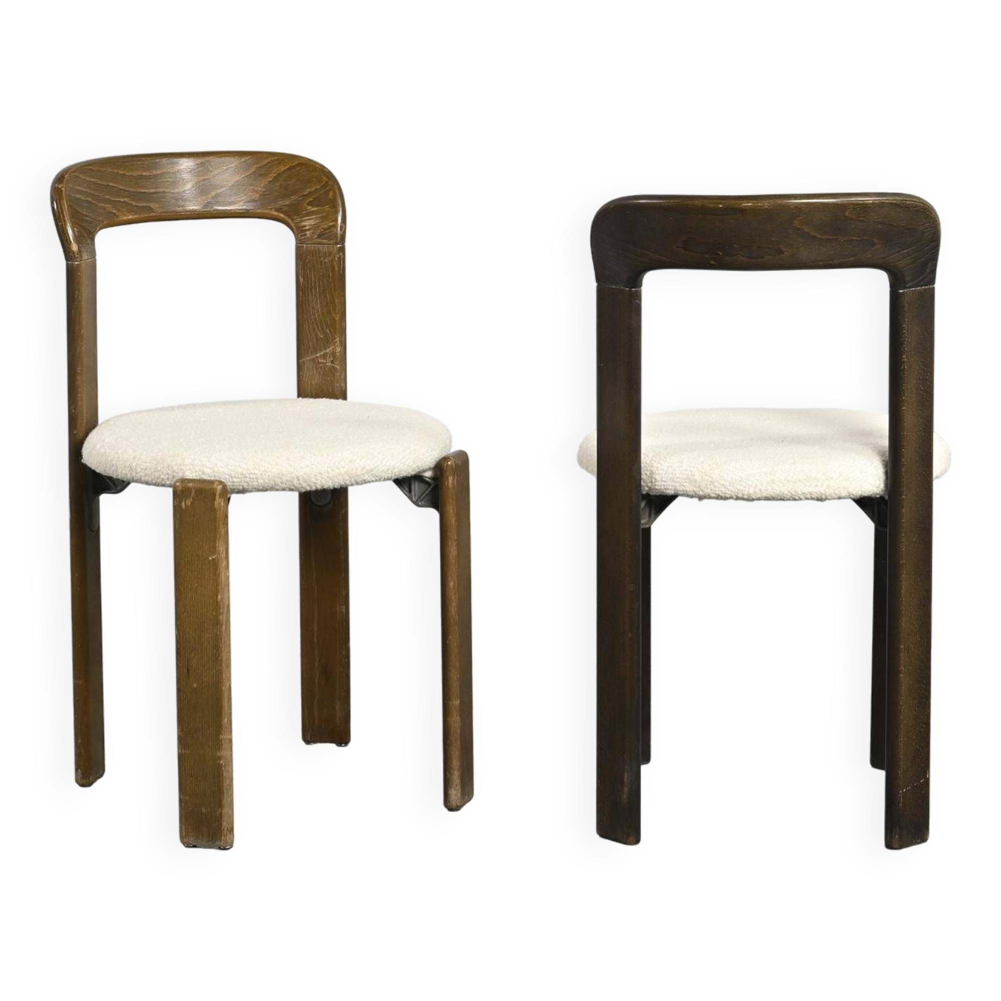 Set of 2 solid beech chairs by Bruno Rey Switzerland 1971