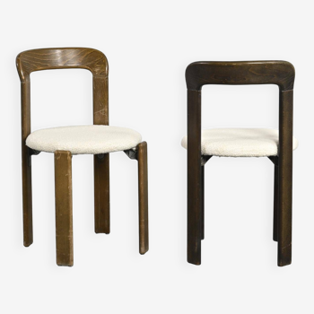 Set of 2 solid beech chairs by Bruno Rey Switzerland 1971