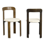 Set of 2 solid beech chairs by Bruno Rey Switzerland 1971